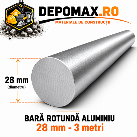 Bara rotunda aluminiu 28 mm, 3 metri, EN AW-6082